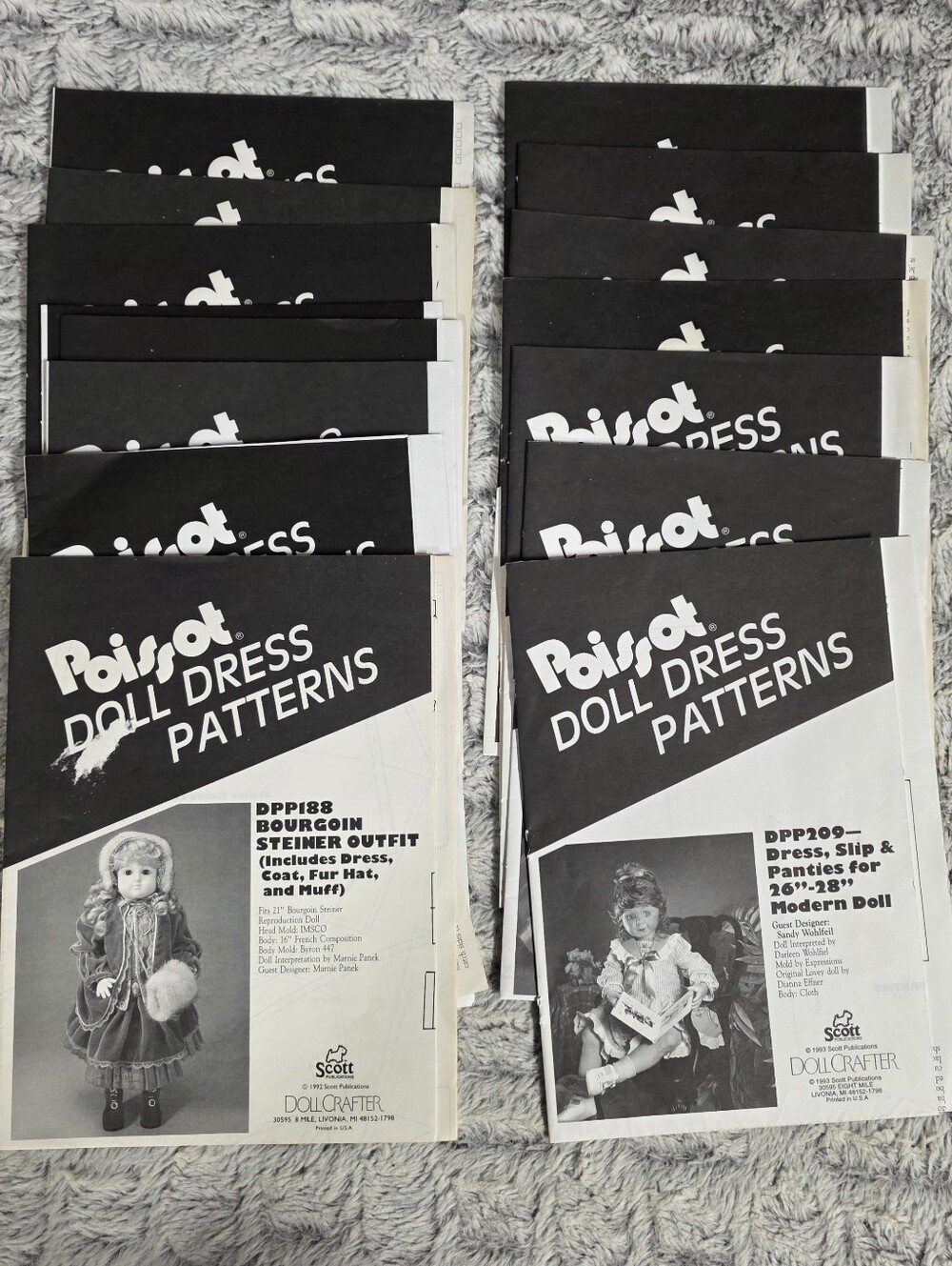 Poissot Doll Dress Patterns Vintage 90s Crafting Sewing Hobby Supplies Lot of 15